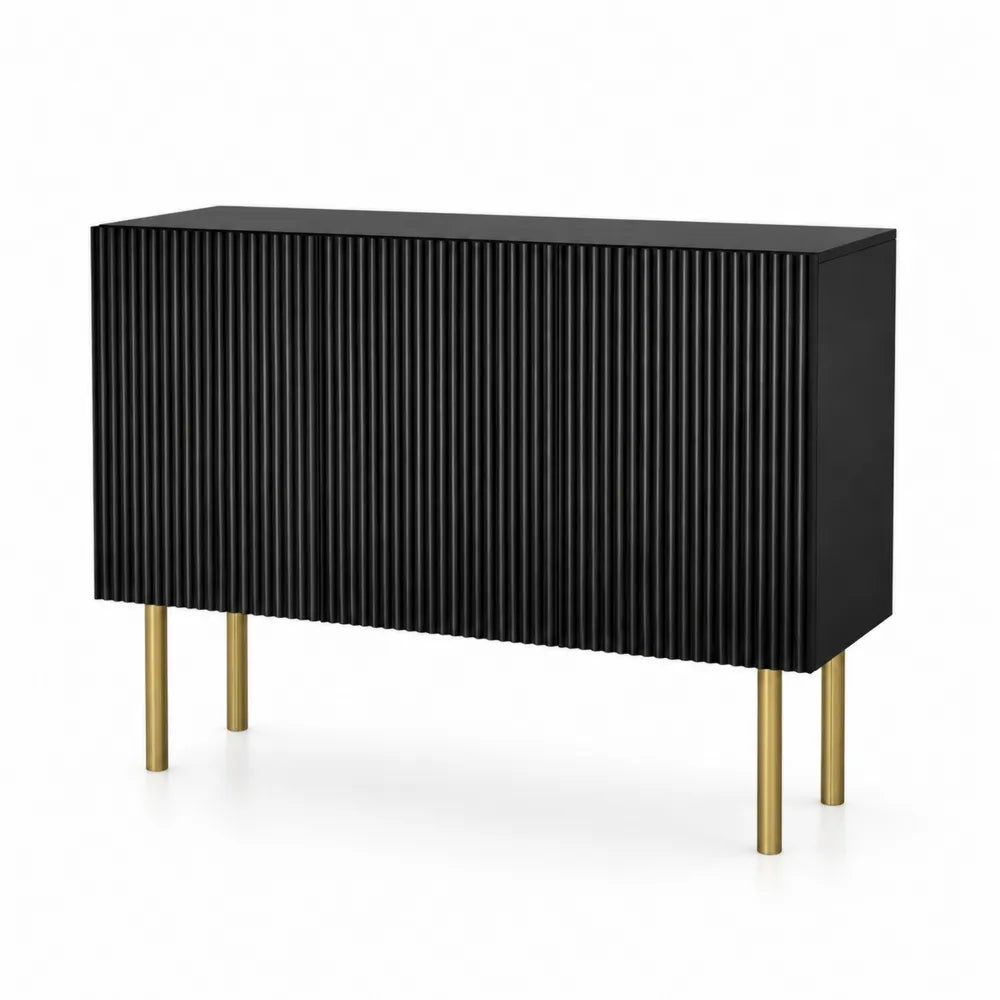 Credenza MDF nera con gambe in metallo 120x40x85 cm