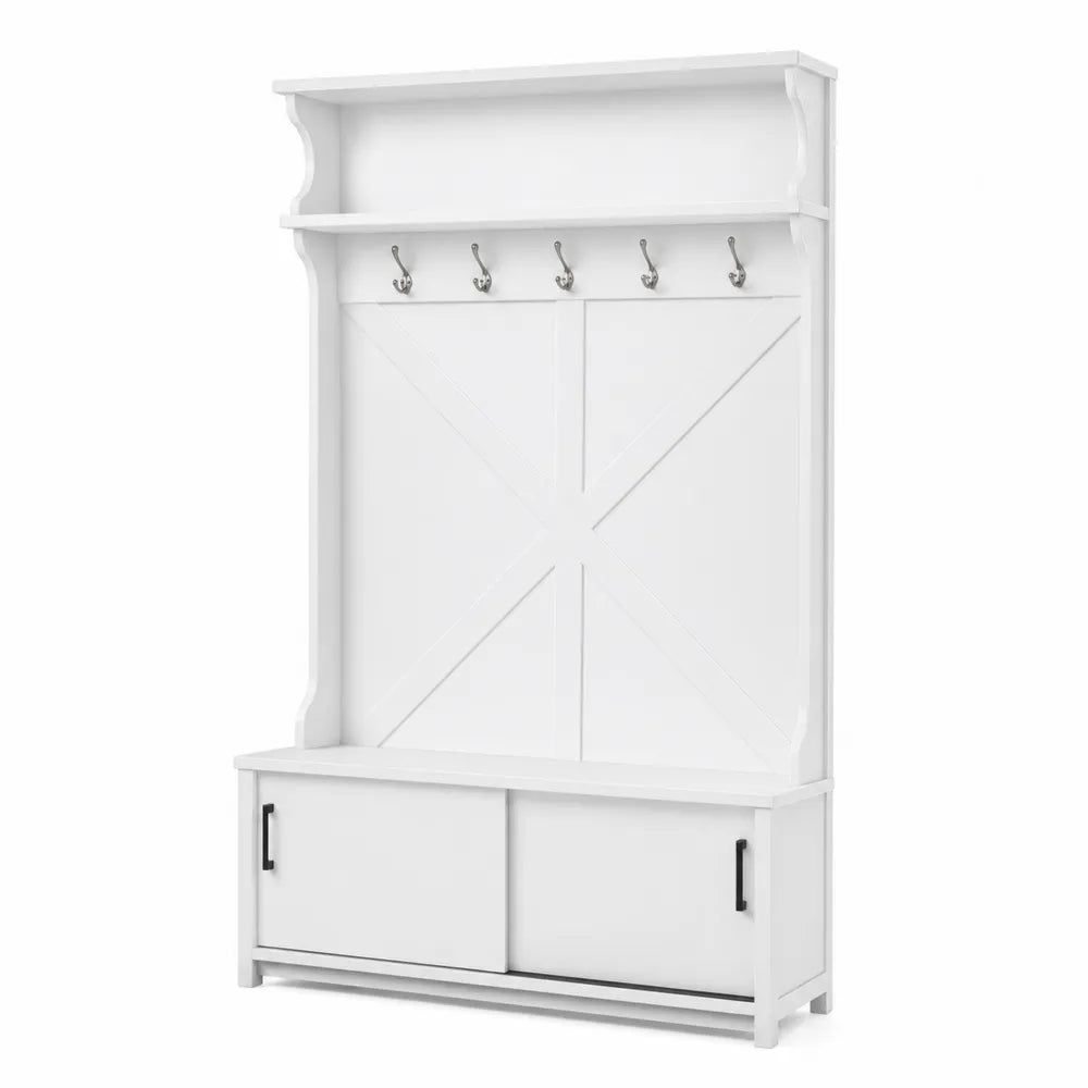 Appendiabiti in legno MDF con panca e ganci