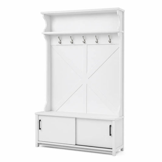 Appendiabiti in legno MDF con panca e ganci