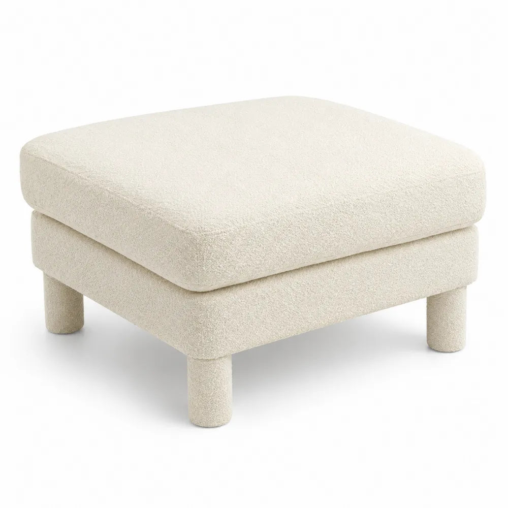 Poggiapiedi quadrato in tessuto beige