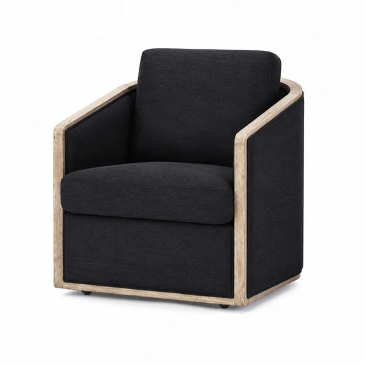 Poltrona in Legno e Tessuto Nero 85x75x80 cm