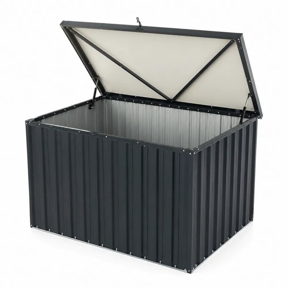 Contenitore da giardino in metallo nero 120x60x70 cm