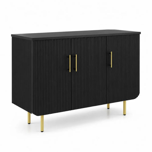 Credenza in legno con gambe in metallo dorate 120x40x80 cm