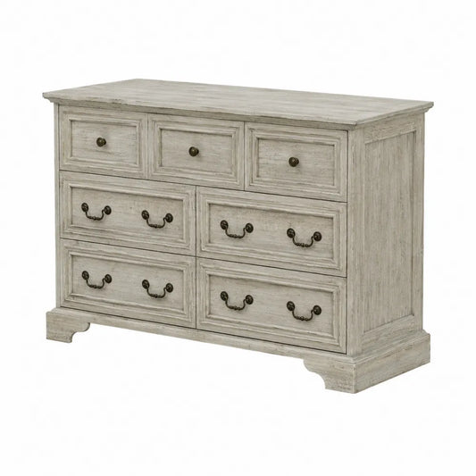 Cassettiera in legno di pino grigio con 7 cassetti