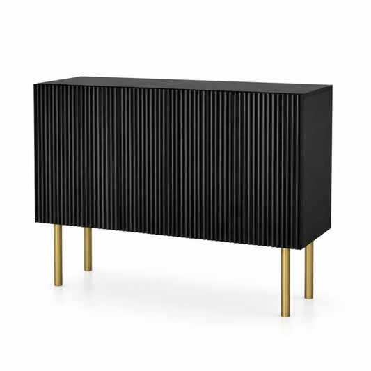 Credenza MDF nera con gambe in metallo 120x40x85 cm
